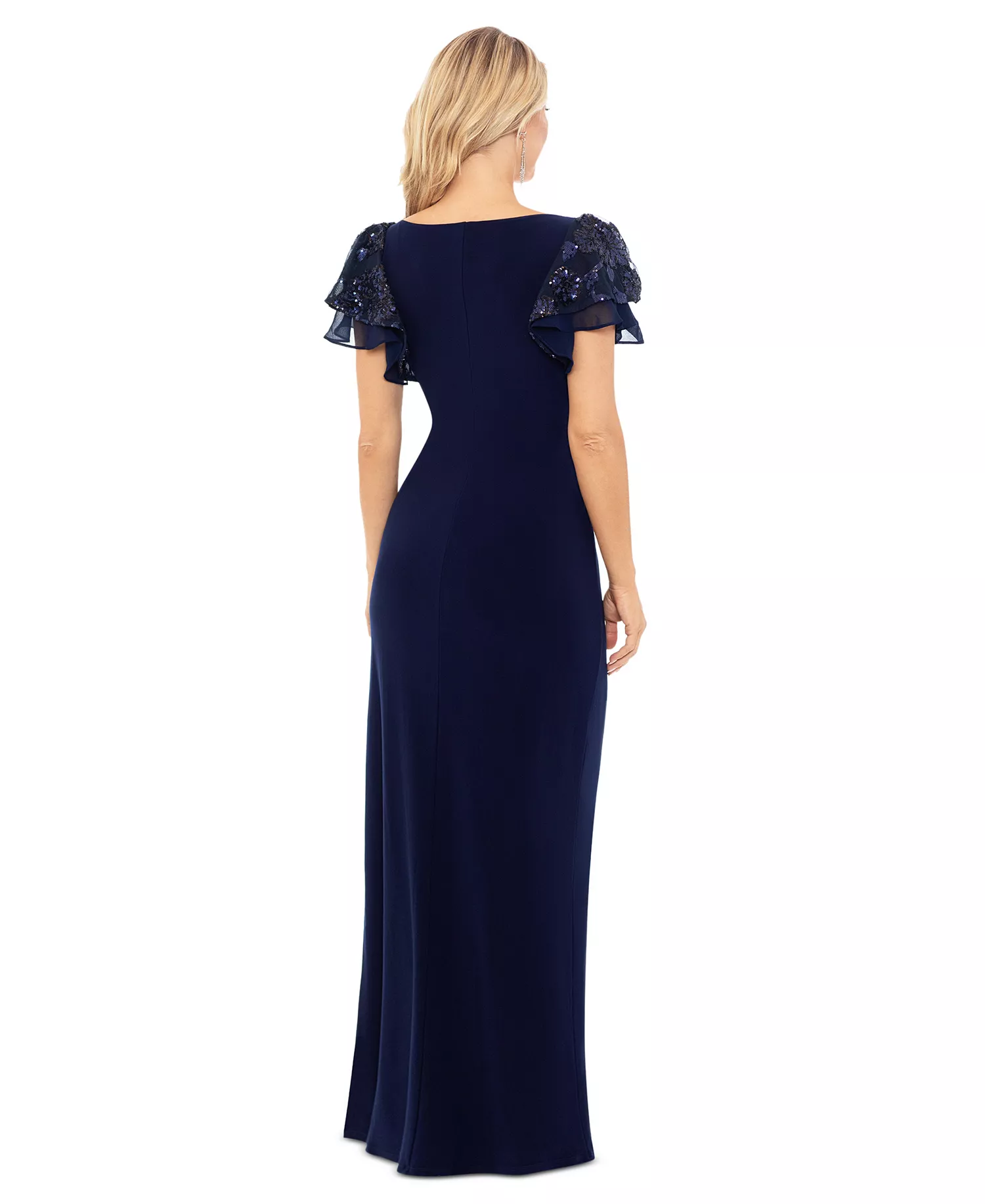 Elegant V-Neck Embellished Event Dress - View 2