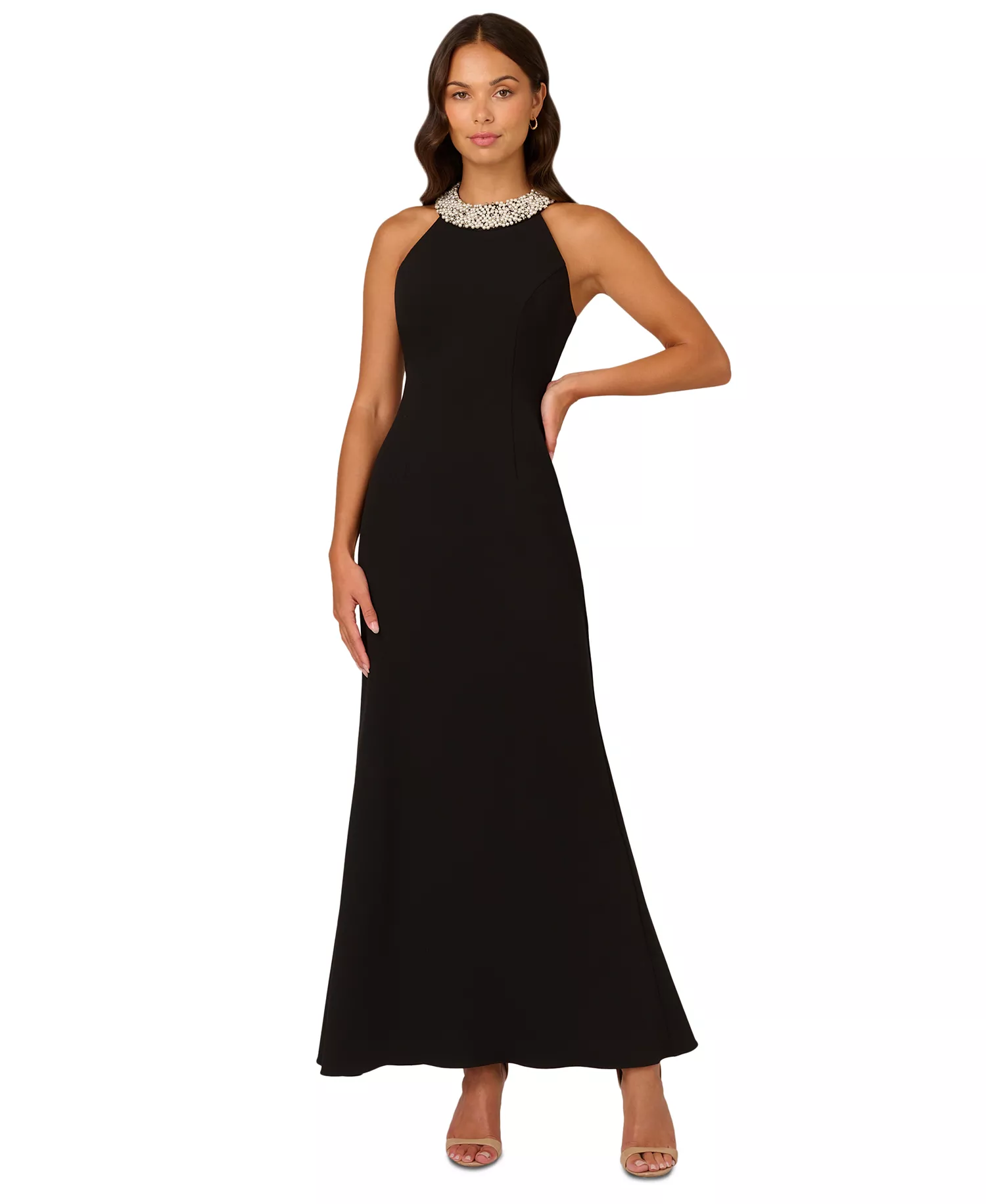 Refined High-Neck Embellished Gown